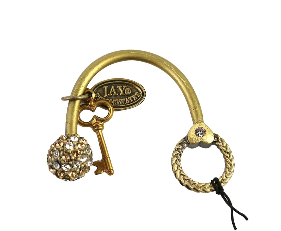 JAY STRONGWATER GORGEOUS "CRYSTAL BALL" CHARM KEY RING HOLDER SWAROVSKI
