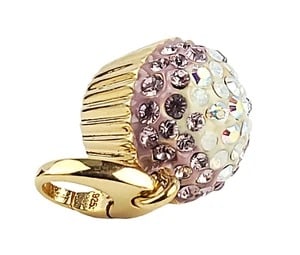 JUDITH LEIBER GOLD PLATED CUPCAKE LIGHT PINK & 925 SILVER CHARM SWAROVSKI (1 of 4)