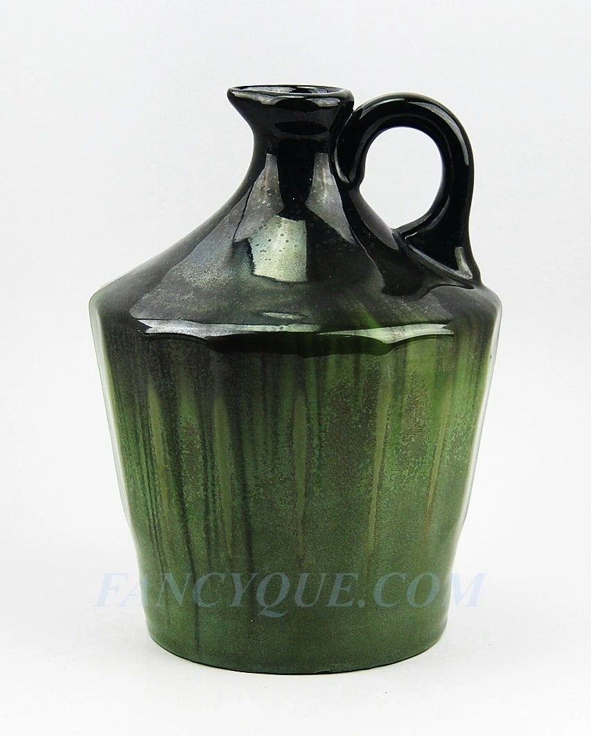 AMERICAN FULPER POTTERY GORGEOUS GREEN MUSICAL DECANTER PITCHER FLEMINGTON NJ 12 (1 of 7)