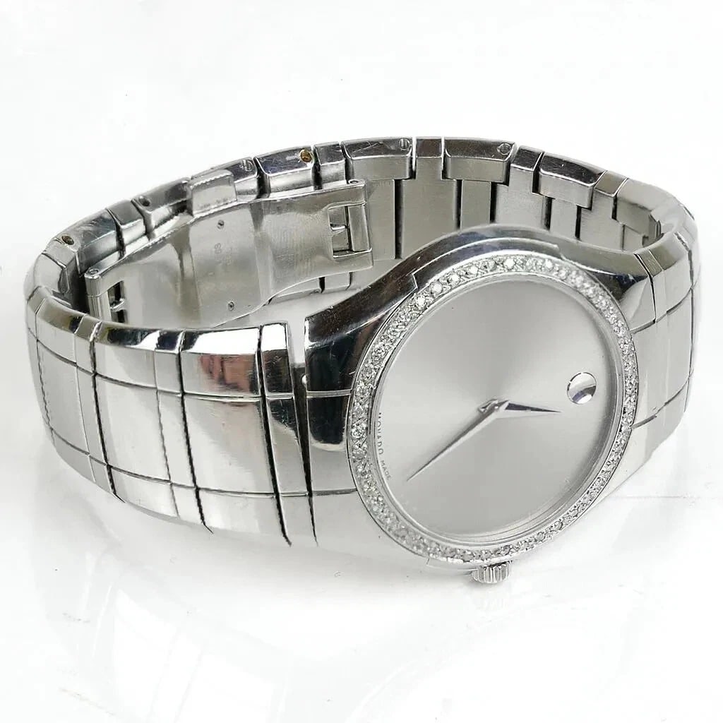 Movado Sento Gorgeous Unisex Watch Real Dimond Bezel (1.35ct.apx) MOP Dial 36mm (1 of 5)