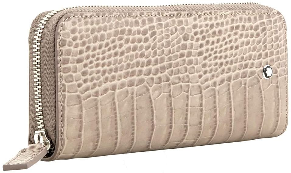 Montblanc 113340 2 Pen Pouch with Zip: A Montblanc pen pouch crafted in full grain calfskin leather. This Montblanc pen pouch features two slots for a Classique and Le Grand writing instruments with a zip-around closure. Dimensions: 2.7" x