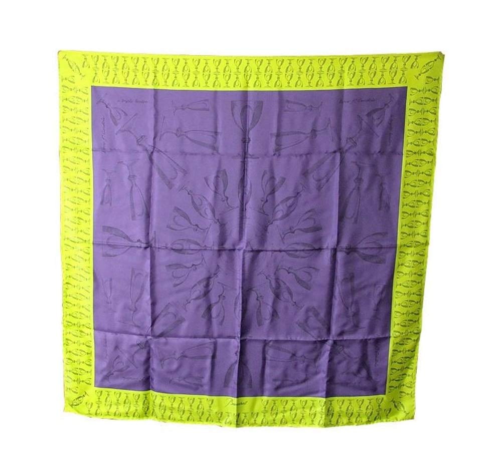 Baccarat HARCOURT TWILL SILK, PURPLE, LIME GREEN Scarf 2810808: Brand New 100% AUTHENTIC Baccarat 2810808 HARCOURT TWILL SILK, PURPLE, LIME GREEN; 100% SILK SCARF; SIZE 100 cm X 100 cm (39.37" X 39.37"); Made in Italy. ORIGINAL RED BOX
