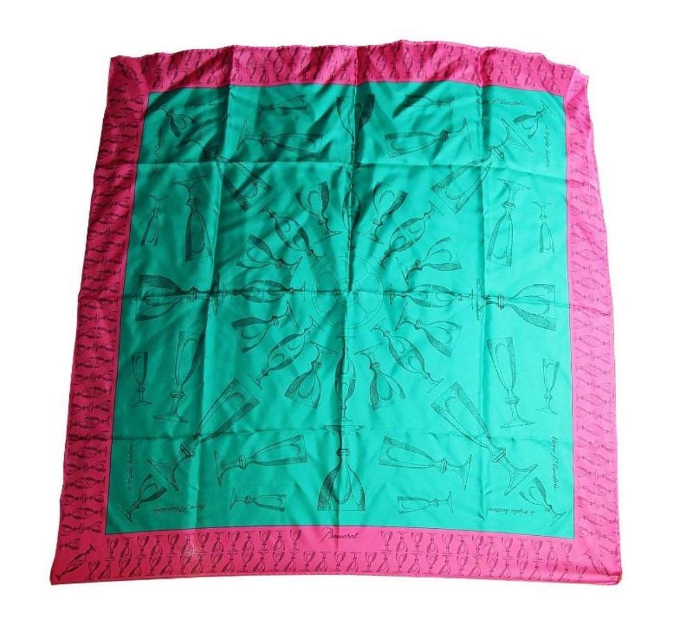 Baccarat HARCOURT TWILL SILK, FUCHSIA-PINK, EMERALD GREEN Scarf 2810806: Brand New 100% AUTHENTIC Baccarat 2810806 HARCOURT TWILL SILK, FUCHSIA-PINK, EMERALD GREEN 100% SILK SCARF; SIZE 100 cm X 100 cm (39.37" X 39.37"); Made in Italy. ORIGINAL RED BOX