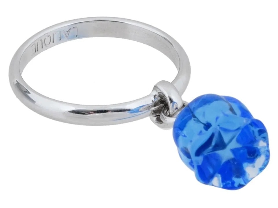 GORGEOUS RARE LALIQUE STERLING SILVER RING BLUE GLASS MUGUET NEW IN BOX W. TAGS (1 of 6)