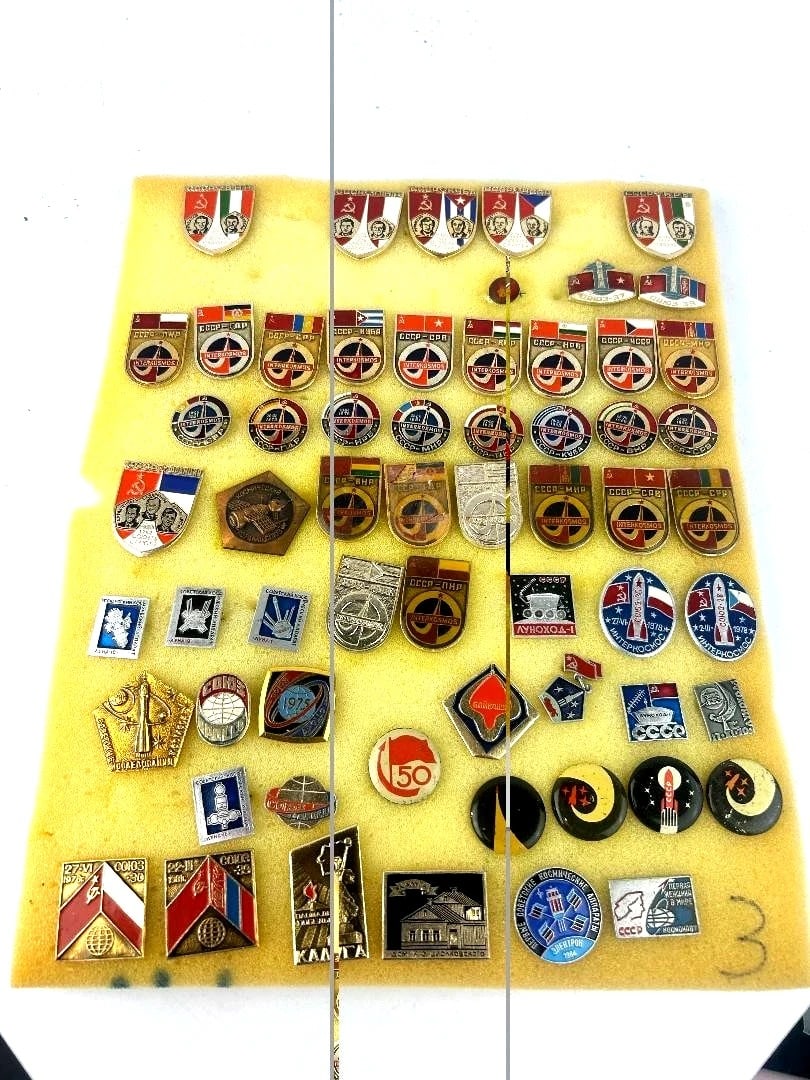Rare Vintage USSR Soviet Enamel Pin Lot of 140+ Russian Badges Space, Military, (1 of 6)