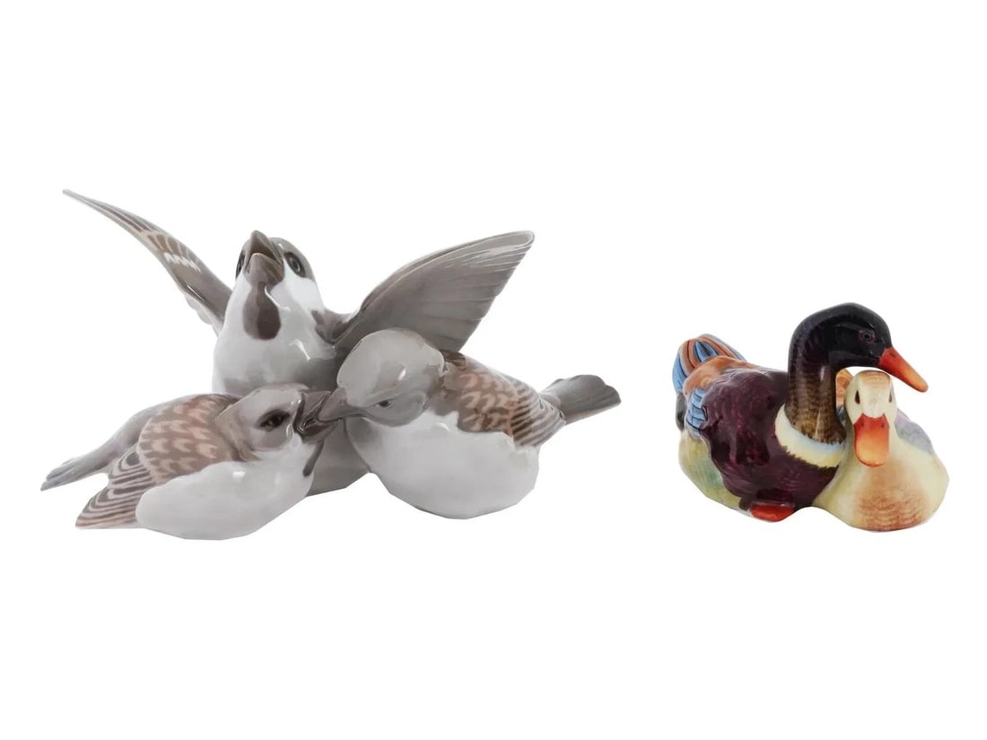 2 GORGEOUS VINTAGE HEREND HUNGARY BING & GRONDAHL PORCELAIN BIRDS 100% AUTHENTIC (1 of 9)