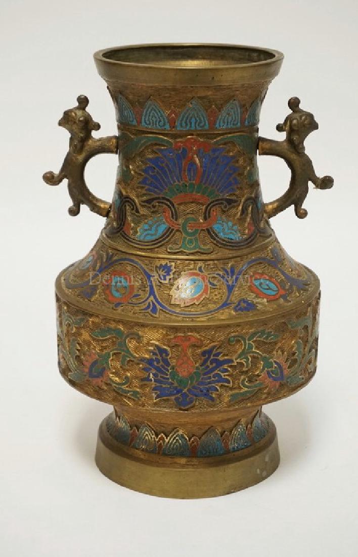JAPANESE CHAMPLEVE VASE. 20TH C. 11 3/4 IN H (1 of 3)
