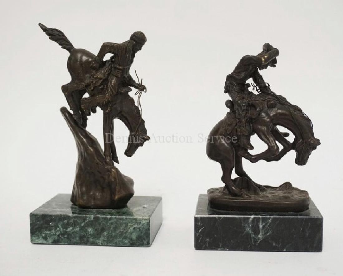 LOT OF 2 SMALL REMINGTON BRONZE FIGURES OF A COYBOY AND (1 of 1)