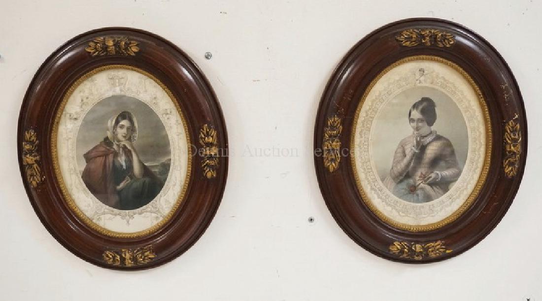 PAIR OF HAND COLORED VICTORIAN PORTRAIT PRINTS OF (1 of 4)