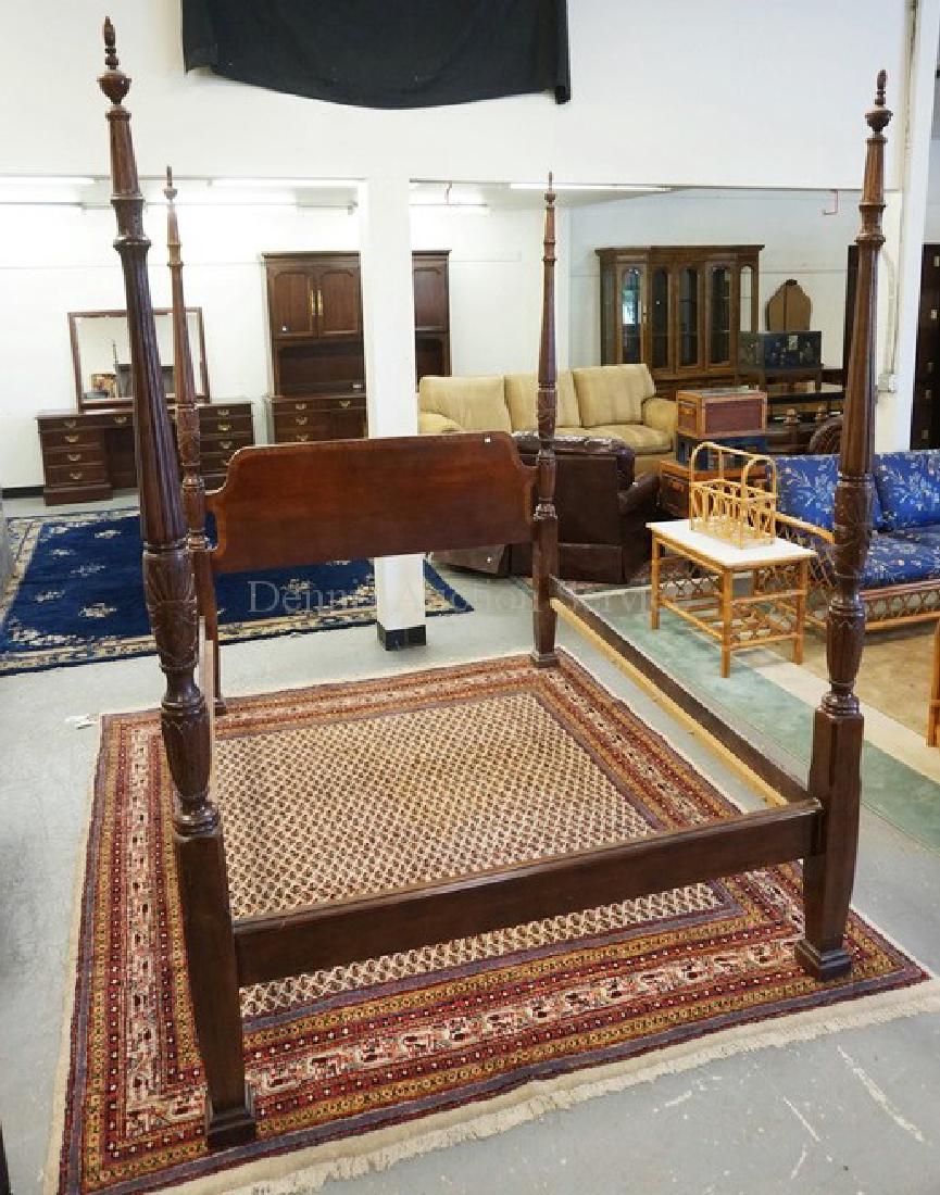 CARVED MAHOGANY QUEEN SIZE HIGH POSTER BED. (1 of 3)
