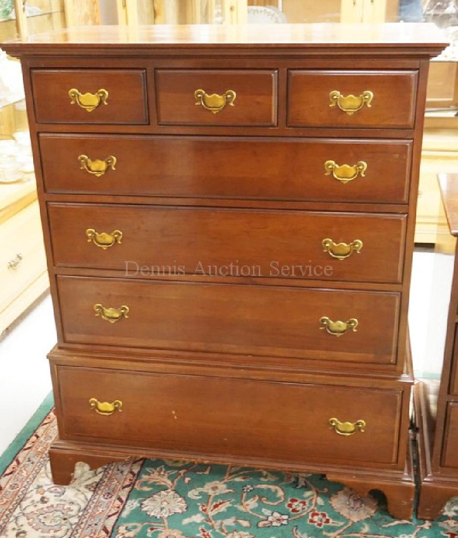 SOLID CHERRY HIGH CHEST OF DRAWERS W/BRACKET FEET. (1 of 1)