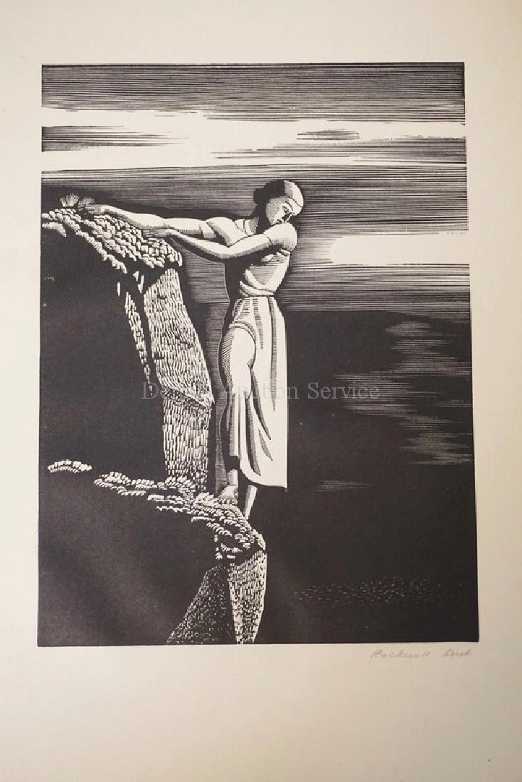 ROCKWELL KENT *GIRL ON CLIFF*. PENCIL SIGNED AND: ROCKWELL KENT *GIRL ON CLIFF*. PENCIL SIGNED AND TITLED. 5 13/16 X 6 1/2 INCHES.