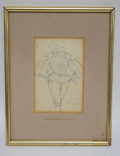 DANIEL MACLISE (1806-1870) PENCIL DRAWING OF A MAN IN: DANIEL MACLISE (1806-1870) PENCIL DRAWING OF A MAN IN COSTUME. 4 1/8 X 6 1/4 INCHES.