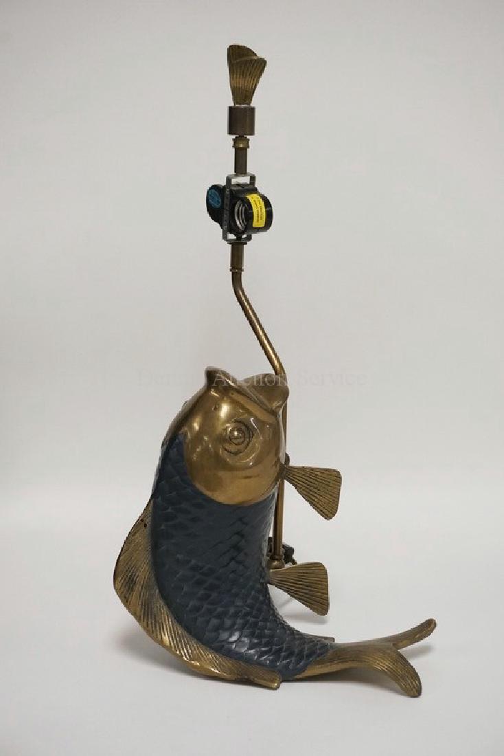 CHAPMAN BRASS FISH LAMP, DATED 1981. 21 1/4 INCHES (1 of 3)