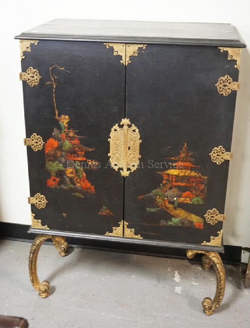 CHINOISERIE DECORATED CABINET WITH BRASS LEGS. 46 (1 of 5)