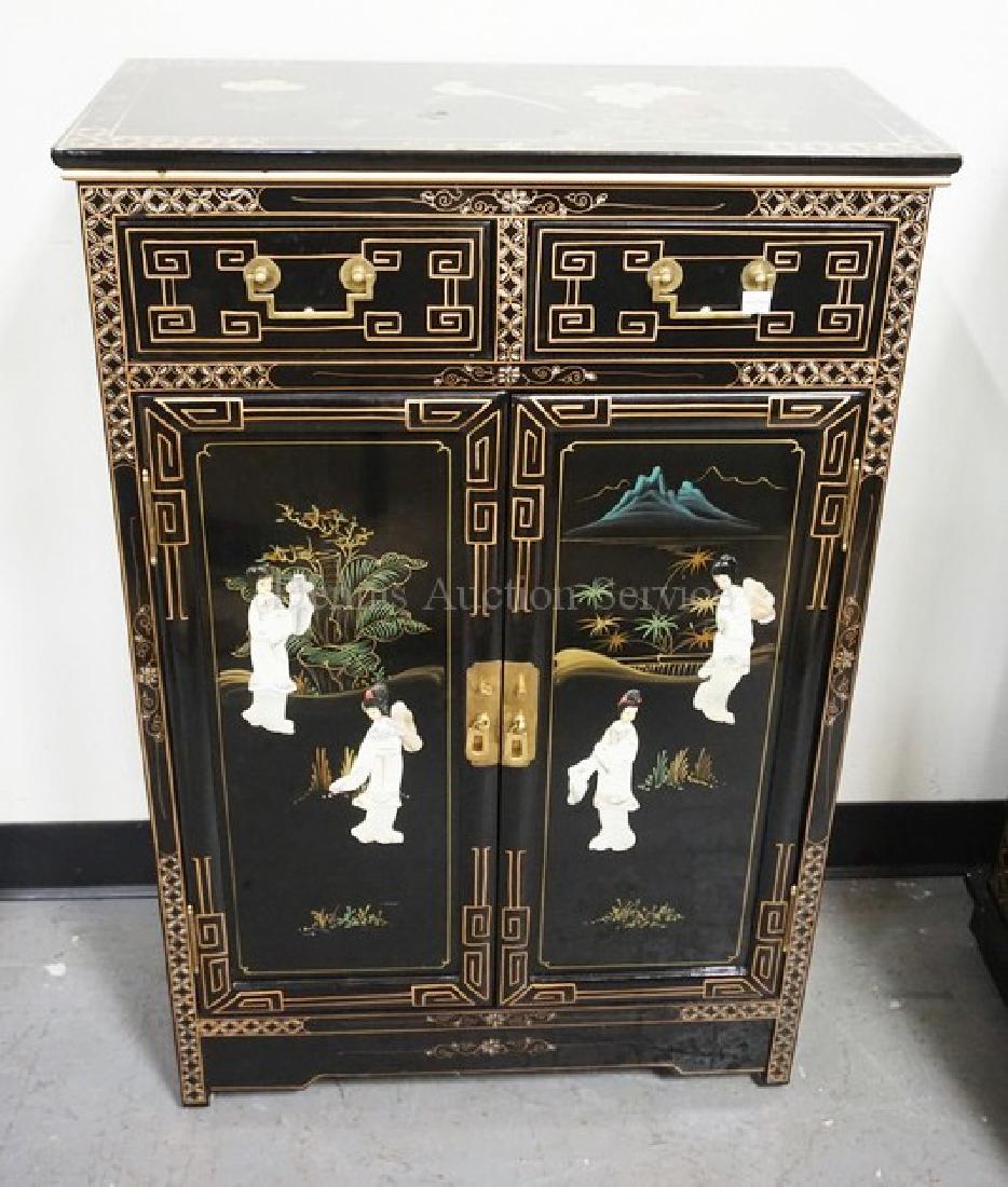 CHINOISERIE DECORATED CABINET WITH 2 DRAWER OVER 2 (1 of 3)