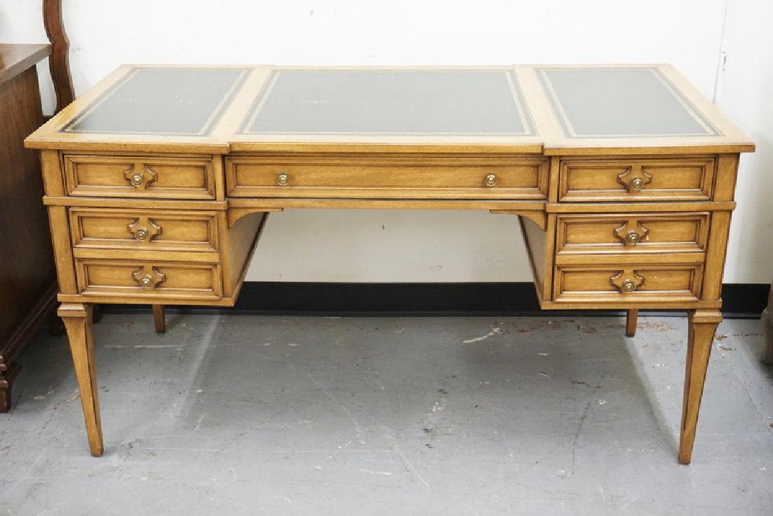 SLIGH LEATHER TOP DESK MEASURING 54 INCHES WIDE AND 29 (1 of 2)