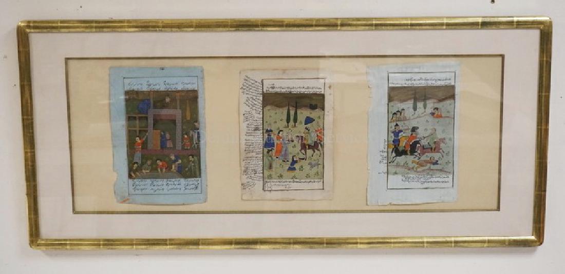 3 HAND PAINTED ILLUMINATED MANUSCRIPTS. FRAMED AND (1 of 4)