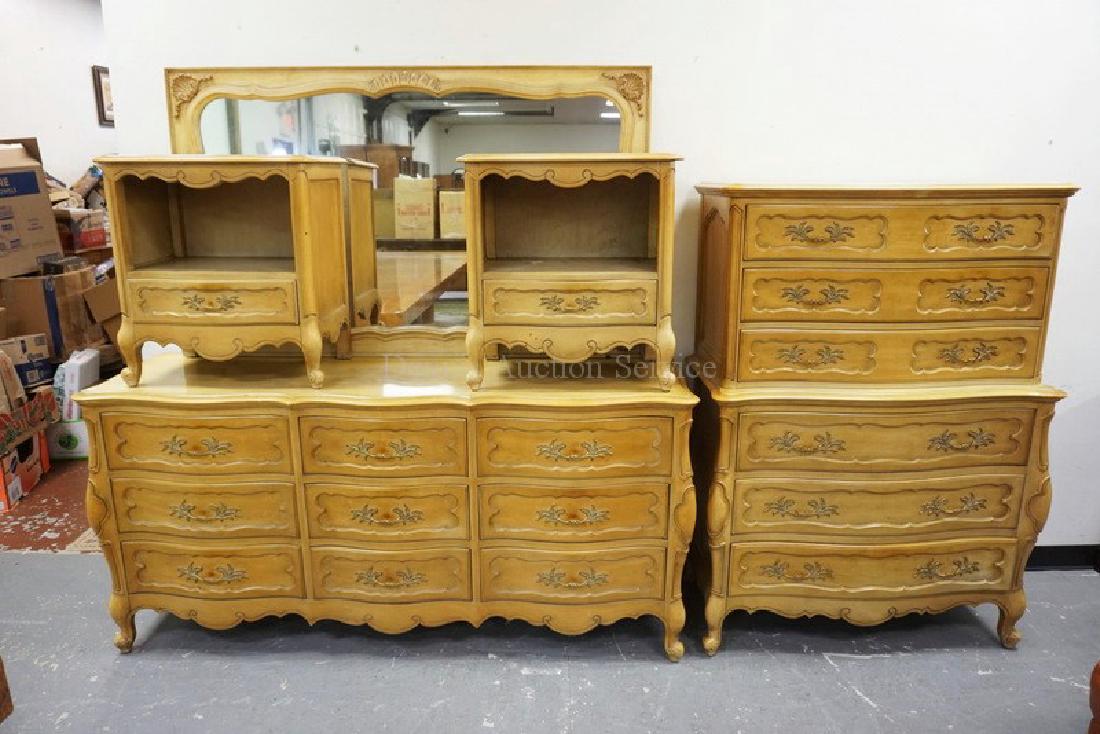 4 PIECE BEDROOM SET WITH RECESSED PANELS AND A MUSTARD (1 of 1)