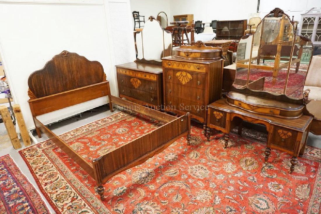 4 PIECE DECO WALNUT BEDROOM SET WITH BIRDSEYE MAPLE (1 of 3)
