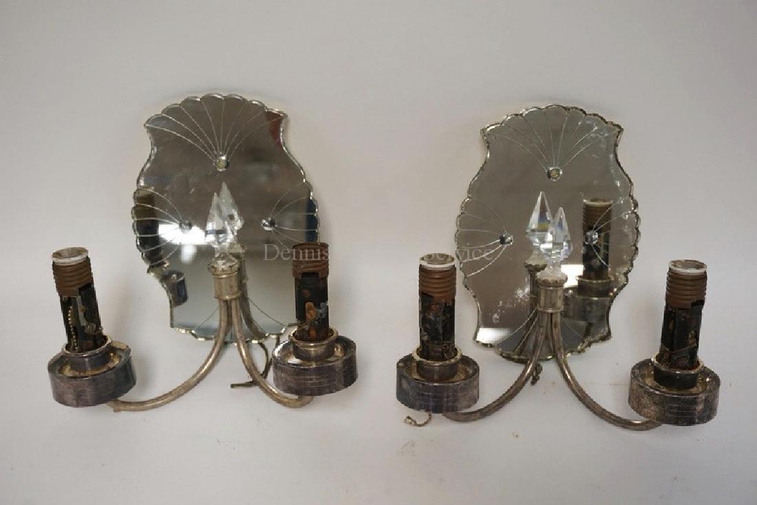 PAIR OF SCONCES WITH SILVER PLATED MOUNTS, CUR CRYSTAL (1 of 2)