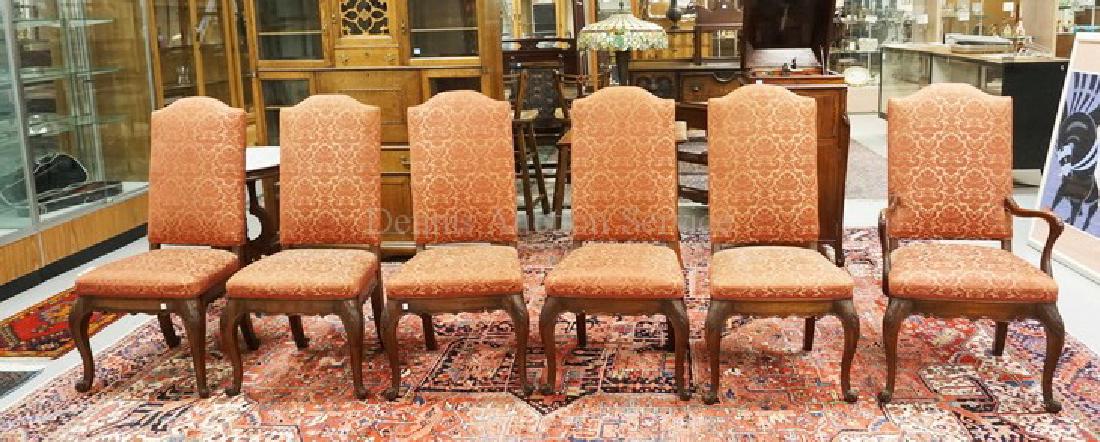 SET OF 6 CARVED WALNUT DINING CHAIRS. 42 INCHES HIGH. (1 of 3)