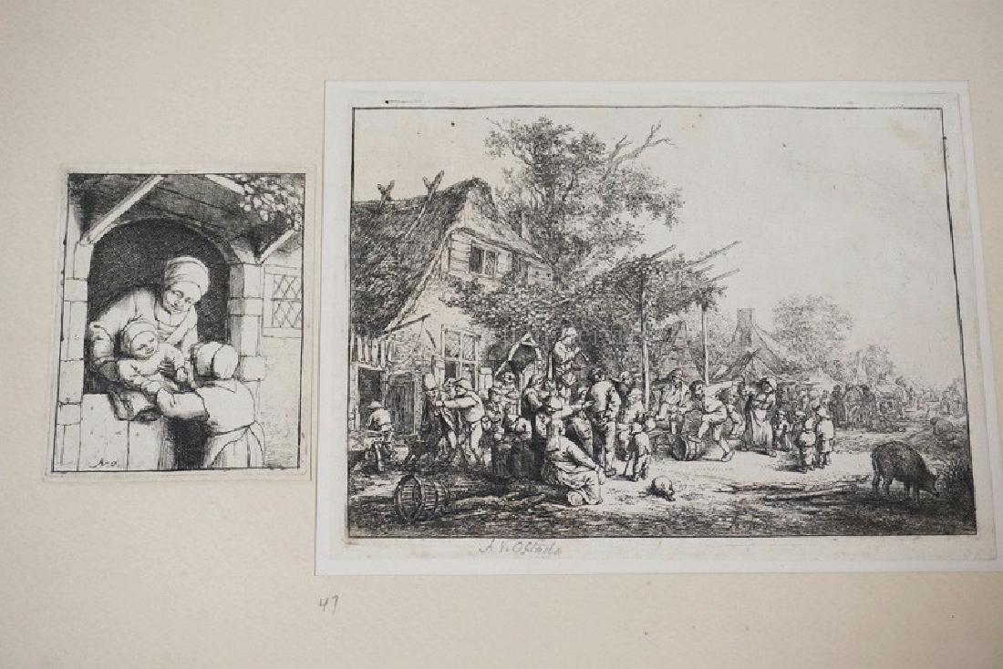 LOT OF 2 ETCHINGS. ADRIAEN VAN OSTADE. *RUSTIC FEAST* & (1 of 1)