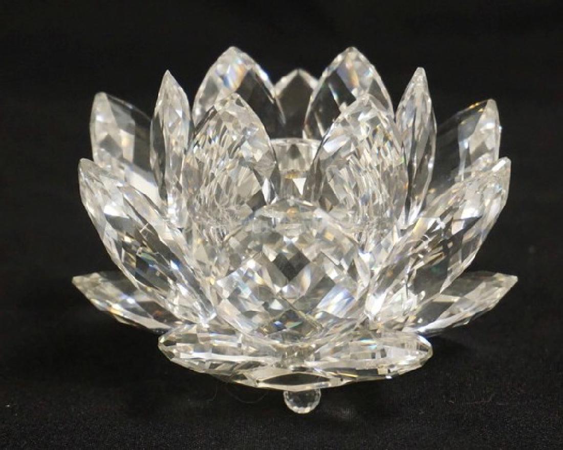SWAROVSKI CRYSTAL WATER LILY CANDLE HOLDER. 3 7/8 INCH (1 of 2)