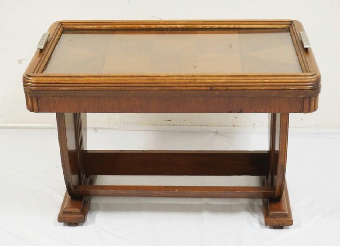 DECO COFFEE TABLE WITH A LIFT OFF TRAY TOP. 28 X 18: DECO COFFEE TABLE WITH A LIFT OFF TRAY TOP. 28 X 18 INCH TOP. 18 INCHES HIGH.