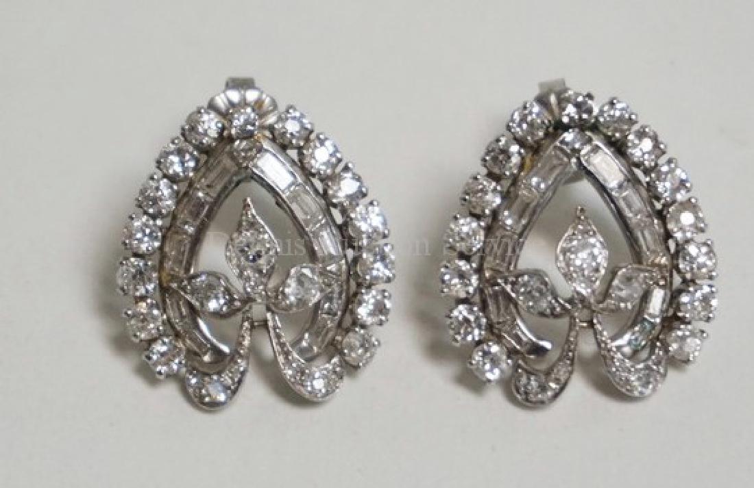 PAIR OF PLATINUM & DIAMOND EARRINGS. 72 DIAMONDS TOTAL. (1 of 1)