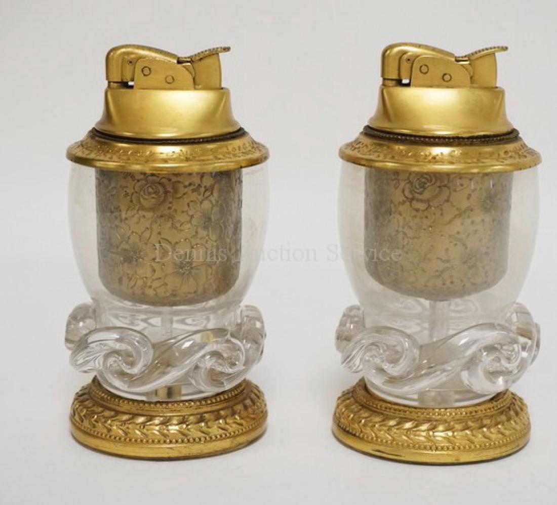 PAIR OF GOLD GILT & CRYSTAL TABLE LIGHTERS BY NICHOLAS (1 of 3)