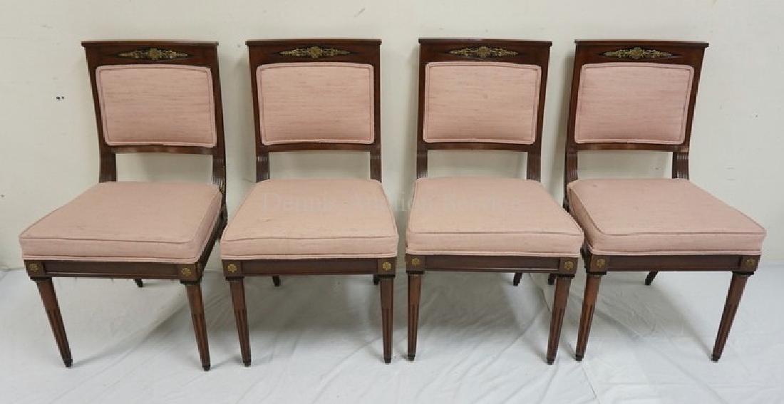 SET OF 4 WALNUT REGENCY DINING CHAIRS WITH BRONZE (1 of 6)