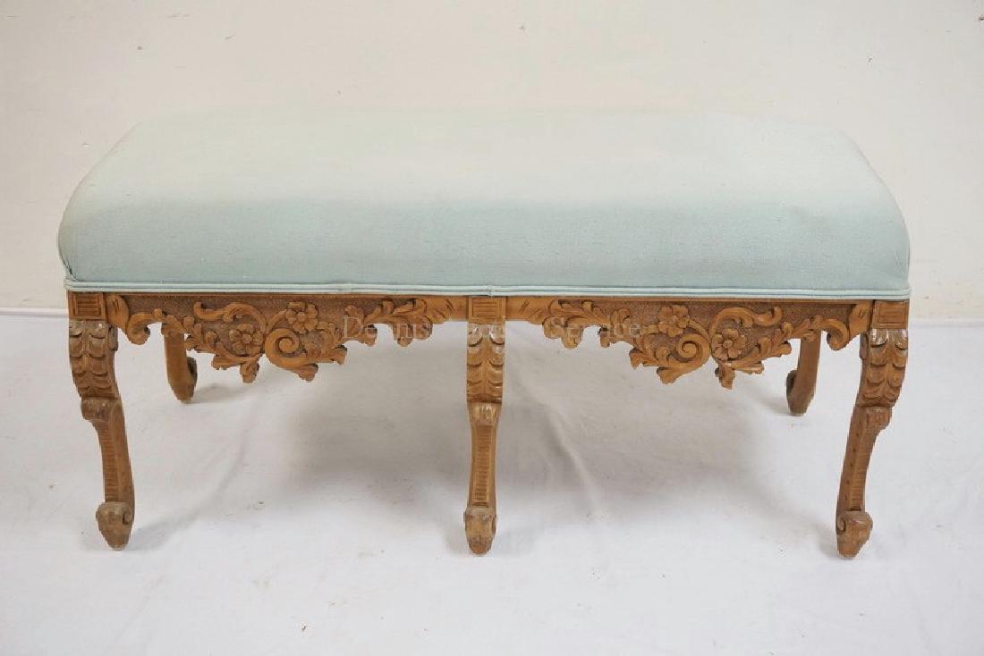 CARVED WINDOW BENCH. 42 X 18 1/4 INCHES. (1 of 3)