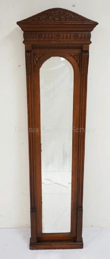 CARVED WALNUT VICTORIAN HANGING FULL LENGTH MIRROR. 75 (1 of 2)