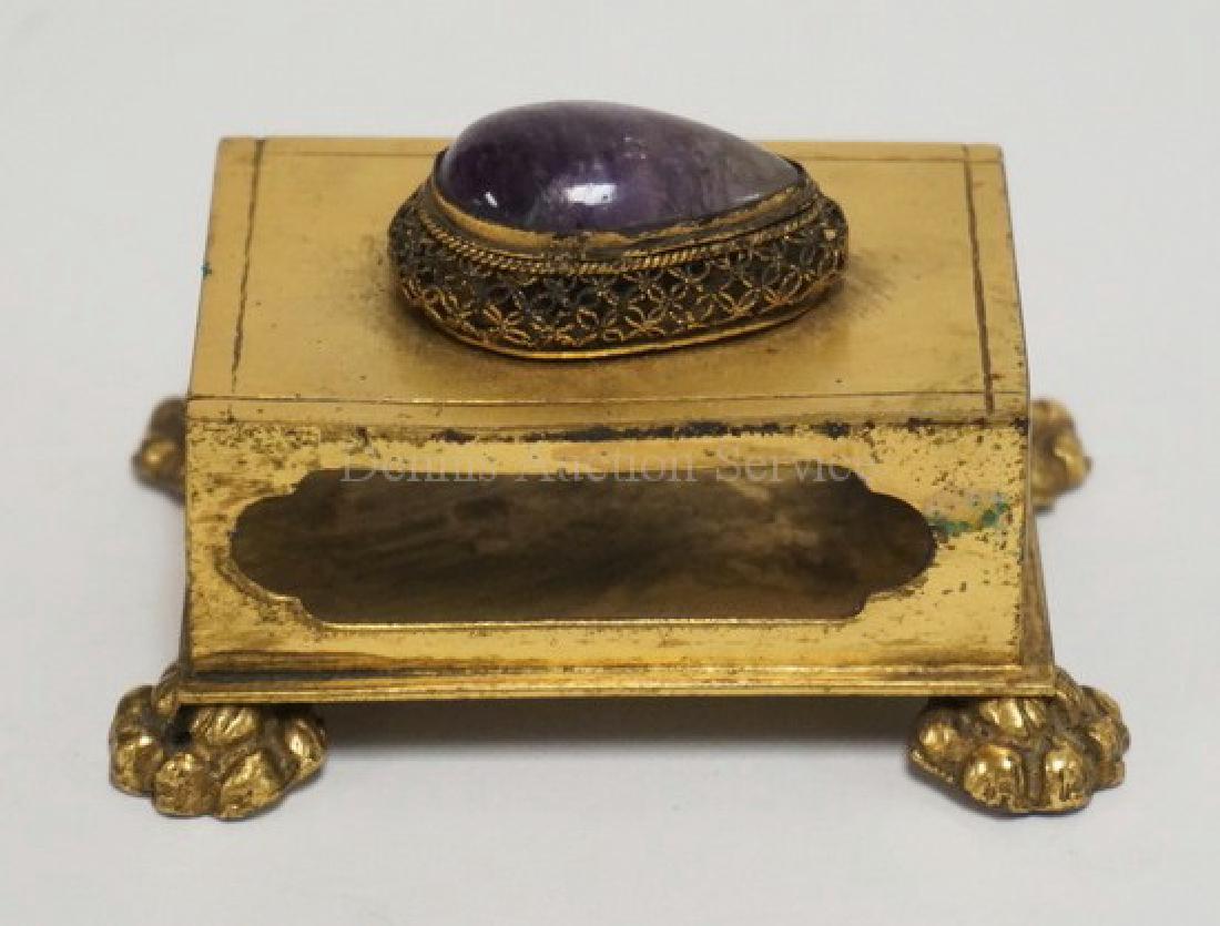 NICHOLAS HAYDON GILT BRONZE MATCH SAFE WITH PAW FEET (1 of 3)