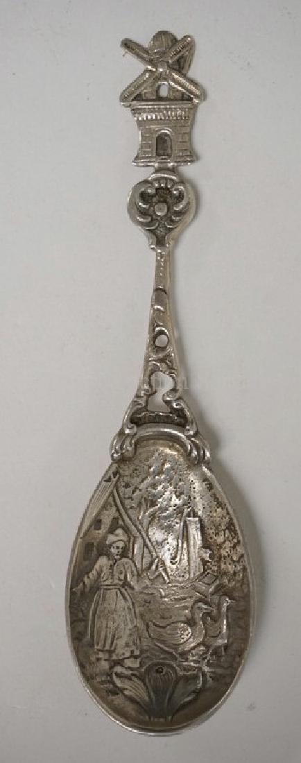 GERMAN .800 SILVER SPOON. THE BOWL DECORATED WITH A (1 of 3)