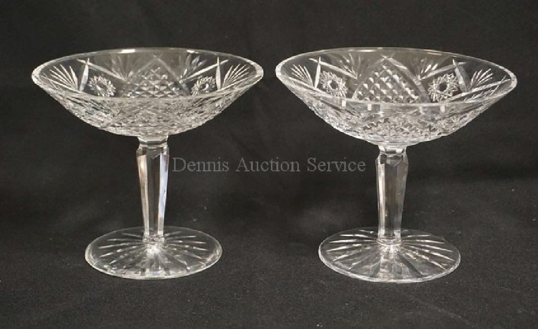 PAIR OF CUT GLASS COMPOTES. 6 INCH DIA. 5 1/4 INCHES (1 of 2)