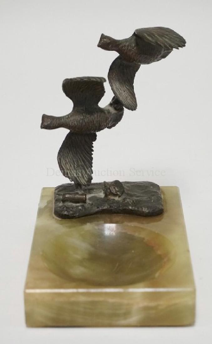 BRONZE & ONYX ASHTRAY HAVING A SCULPTURE OF FLYING (1 of 4)