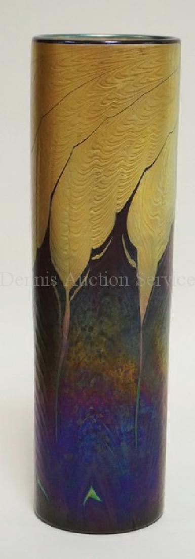 LUNDBERG STUDIOS CYLIDRICAL ART GLASS VASE WITH A (1 of 4)