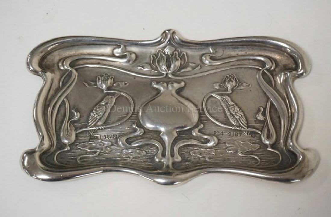 ART NOUVEAU STERLING SILVER SMALL TRAY WITH RELIEF (1 of 2)