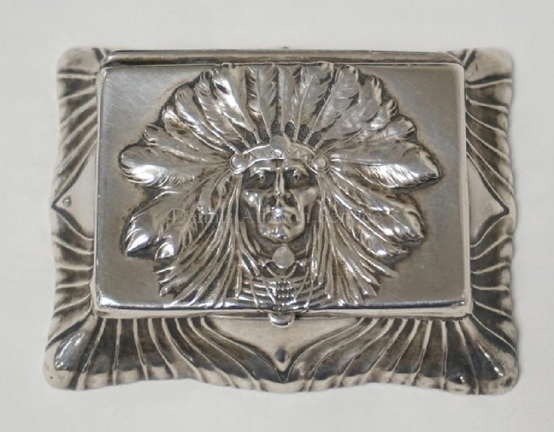 ANTIQUE UNGER BROS STERLING SILVER STAMP BOX. RELIEF (1 of 4)