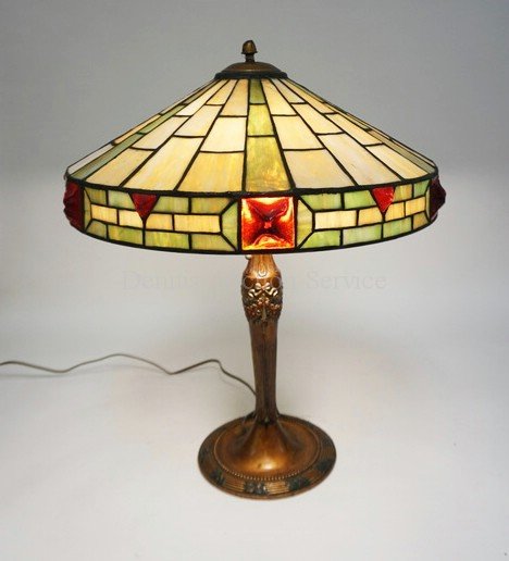 Antique Wilkinson Jewel Leaded Glass Lamp Shade On A