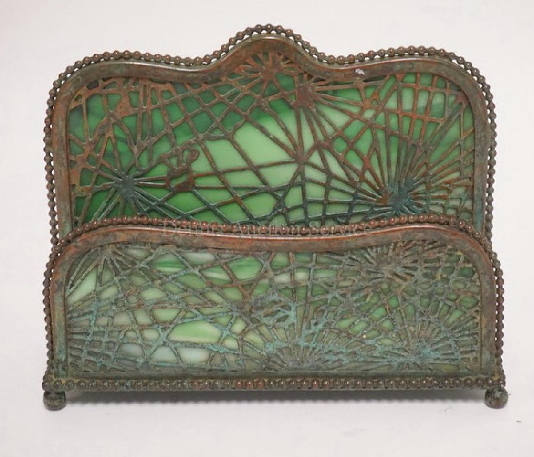 TIFFANY STUDIOS BRONZE & SLAG GLASS *PINE NEEDLE* (1 of 2)
