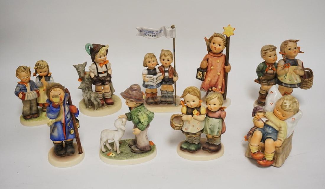 LOT OF 9 HUMMEL FIGURES. TALLEST IS 6 3/8 INCHES. (1 of 1)