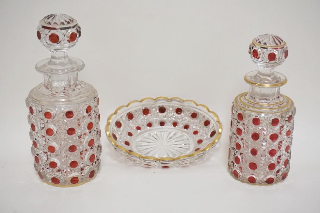 3 PCS BACCARAT CRYSTAL WITH RUBY STAINED BUTTONS. 2 (1 of 3)