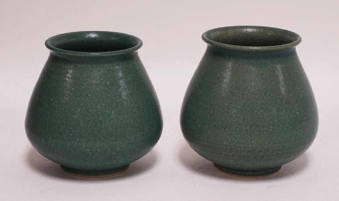 TWO SIMILAR NICHIBEI POTTERY VASES. TALLEST IS 4 1/2: TWO SIMILAR NICHIBEI POTTERY VASES. TALLEST IS 4 1/2 INCHES.