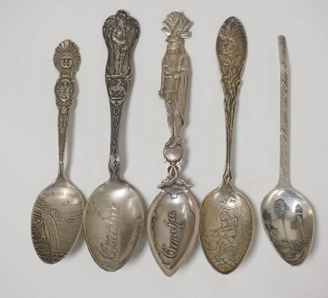 LOT OF 5 STERLING SILVER SOUVENIR SPOONS FEATURING (1 of 2)