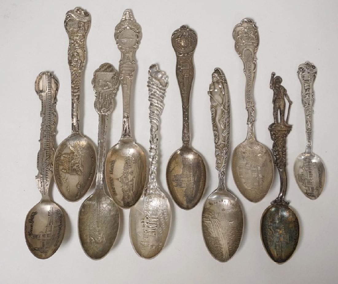 LOT OF 10 ORNATE STERLING SILVER SPOONS. INCLUDES (1 of 3)