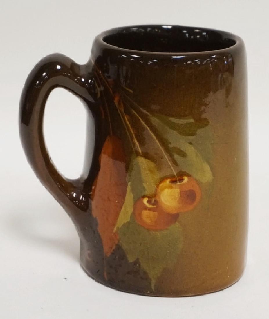 OWENS UTOPIAN ART POTTERY MUG DECORATED WITH CHERRIES. (1 of 2)