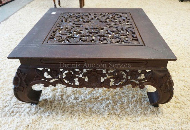 CARVED ASIAN STYLED COFFEE TABLE MEASURING 31 1/2 INCHE (1 of 3)